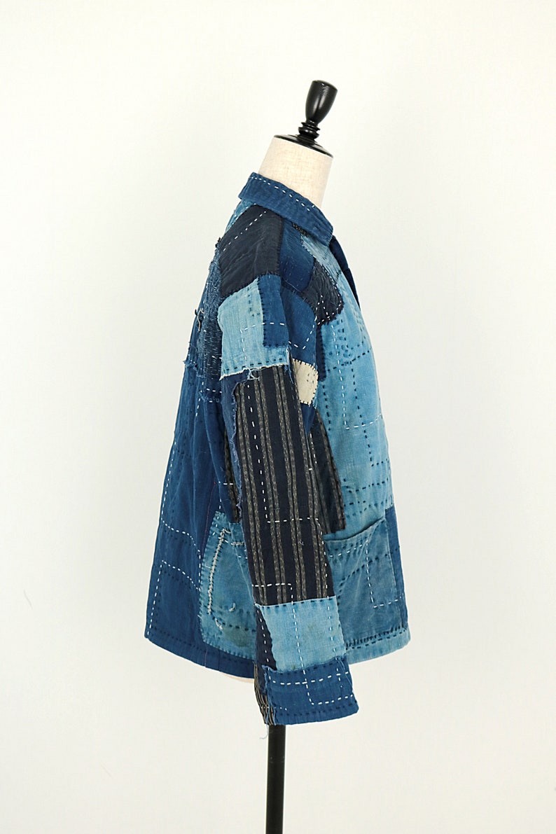 MITSUGU SASAKI/super boro boro jacket/Japanese Boro/sashiko/hand stitched/work jacket/patchwork/patched/mixed indigo blue/020 image 10