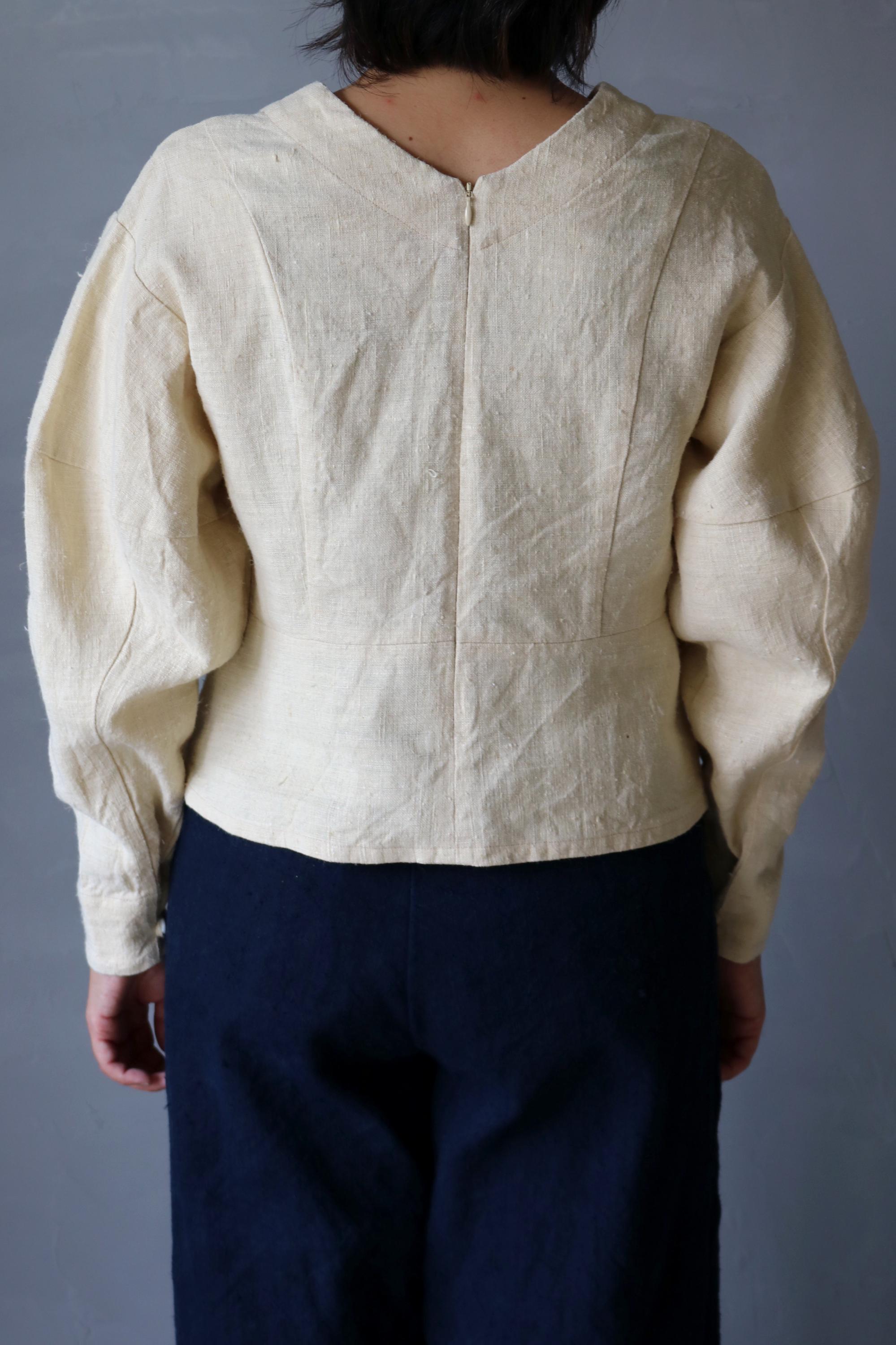Sasaki-chiho/french Antique Linen Ecru White Shirt/long