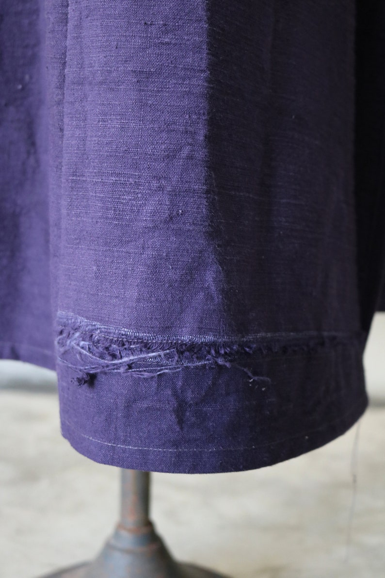 SASAKI-CHIHO/Japanese antique cotton purple apron-skirt/Japan/Japanese antique kimono/remade/remake/apron/226 image 6