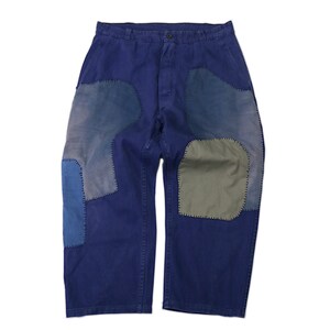 MITSUGU SASAKI/French vintage patchwork blue work pants/France 1960's/patched/workwear/blue/hand stitched/213 image 2