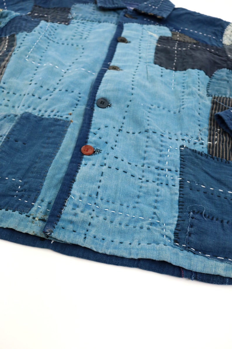 MITSUGU SASAKI/super boro boro jacket/Japanese Boro/sashiko/hand stitched/work jacket/patchwork/patched/mixed indigo blue/020 image 1