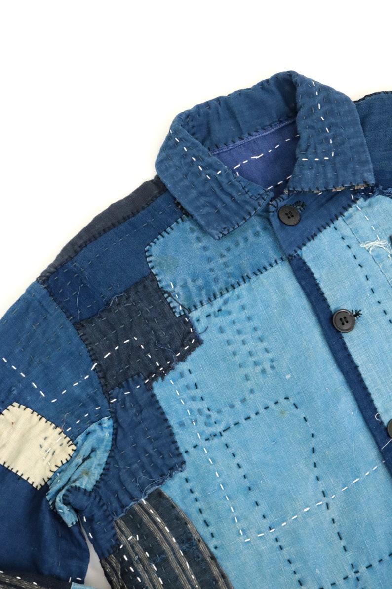 MITSUGU SASAKI/super boro boro jacket/Japanese Boro/sashiko/hand stitched/work jacket/patchwork/patched/mixed indigo blue/020 image 3