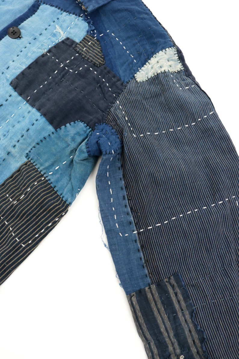 MITSUGU SASAKI/super boro boro jacket/Japanese Boro/sashiko/hand stitched/work jacket/patchwork/patched/mixed indigo blue/020 image 5