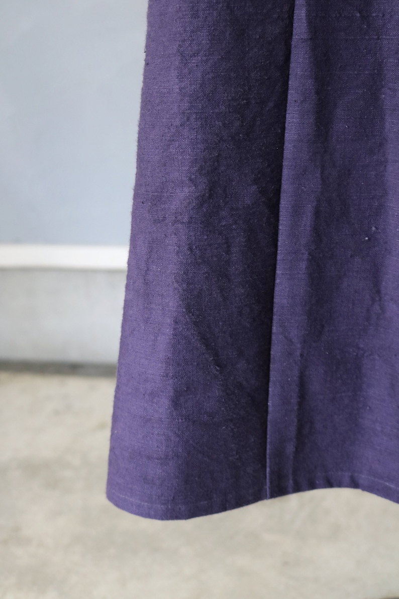 SASAKI-CHIHO/Japanese antique cotton purple apron-skirt/Japan/Japanese antique kimono/remade/remake/apron/226 image 5