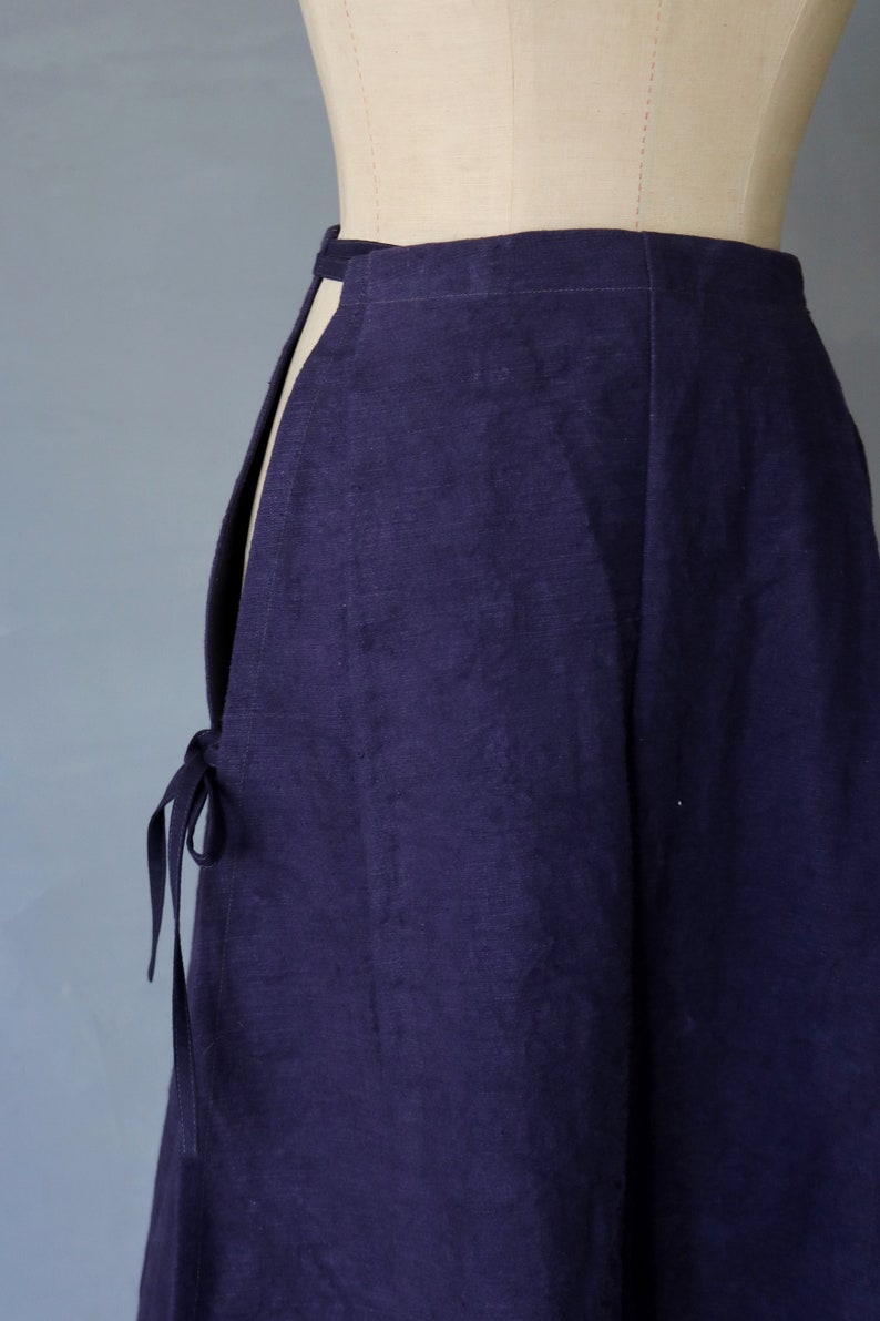 SASAKI-CHIHO/Japanese antique cotton purple apron-skirt/Japan/Japanese antique kimono/remade/remake/apron/226 image 4