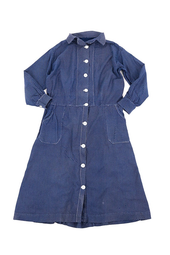 French vintage indigo blue work dress/France 1920'