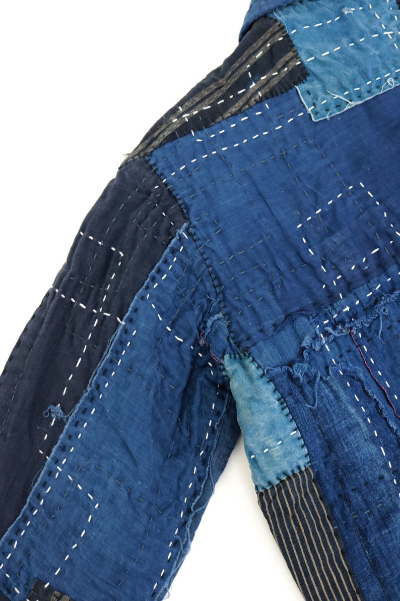 MITSUGU SASAKI/super boro boro jacket/Japanese Boro/sashiko/hand stitched/work jacket/patchwork/patched/mixed indigo blue/020 image 6