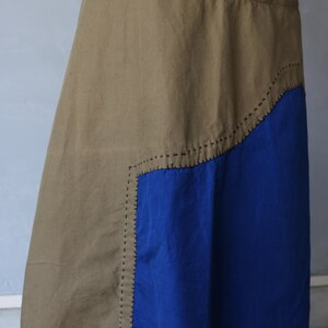 MITSUGU SASAKI/Czech military vintage cotton patchwork apron/brown and blue/repaired/patched/handwork/hand stitched/121 image 4