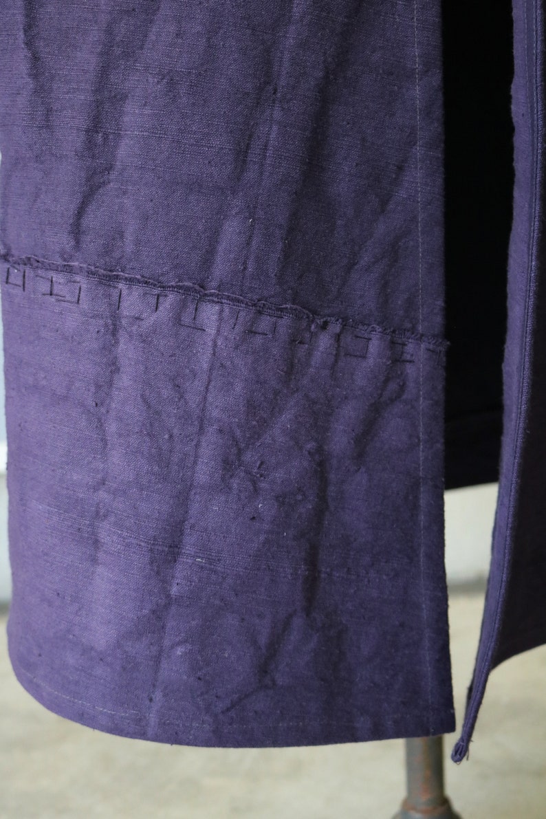 SASAKI-CHIHO/Japanese antique cotton purple apron-skirt/Japan/Japanese antique kimono/remade/remake/apron/226 image 10