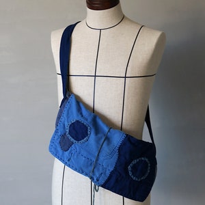 MITSUGU SASAKI/European vintage cotton patchwork small shoulder bag/faded blue/patched/hand stitched/workwear/chore jacket/chore pants/130 image 3