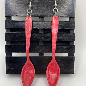 plastic toy silverware dangle earrings