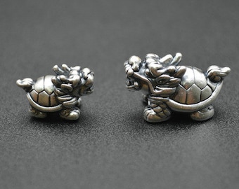 5pc S999 Silver Chinese Dragon Turtle Lucy Beads Animal Charms DIY Jewelry making supplies