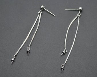 10pairs Two Rows Long Tramline Earring Parts Jewelry findings