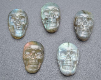 5pc Shiny Small Size Labradorite Gemstone Skull Cabochon High quality jewelry supplies