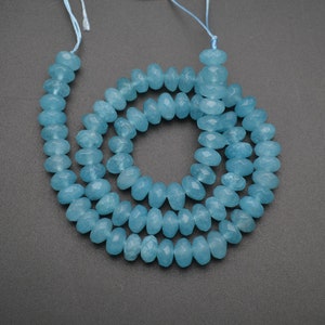 5x8mm Faceted Blue Quartz Stone Rondelle Spacer Loose Beads