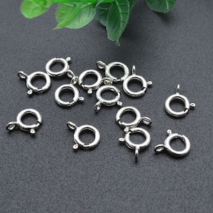 10pc 925 Silver Round Spring Necklace Clasps 8mm 10mm Jewelry Findings