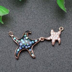 Naturliga Abalone Shell Double Star Fish Armband Berlocker Mode Smyckesfynd