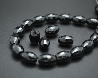 Natural Onyx Semi Precious Gemstone Loi Rare Beads for Jewelry 6.5inch Strand AAA Onyx Gemstone 8x12mm Barrel Tube Rice Faceted Beads