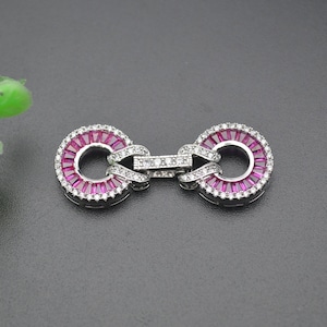 1pc Luxurious High Quality Fushcia Blue CZ Zircon Round Square Necklace Bracelet Clasps Jewelry Connectors