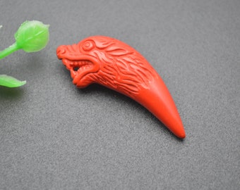 5pc Natural Red Cinnabar Carved Dragon Tiger Buddha Money Cat Sword Beads Pendants