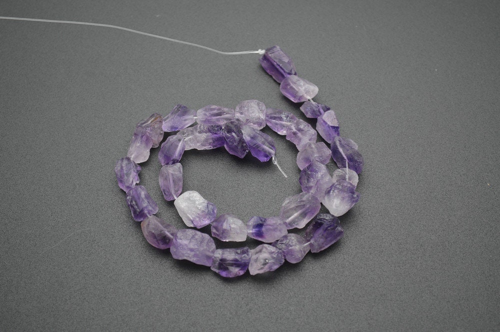 High Quality Grade A Natural Clear Amethyst Semi-precious Gemstone Large Nugget Beads - Approx 15mm - 20mm X 10mm - 12mm - 15" Long
