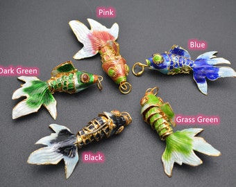 1pc Beautiful Cute Cloisonne GoldFish Charm Pendant Various Bright color DIY Fashion Necklace Jewelry Making Supplies