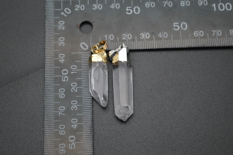 Gold plating Silver color plating Natural Crystal Point Pillar Rough Stone Pendant