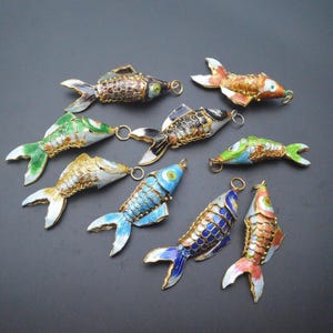 1pc 5.5cm~6cm Small Size Cute Cloisonne Enamel Carp Fish Pendant