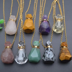 1 st Natuurlijke Edelsteen Mini Parfum Olie Fles Hanger Ketting Mode-sieraden Cadeau