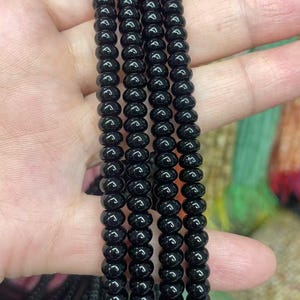 1 strand High quality 4x6mm or 5x8mm Black Onyx Agate Rondelle Spacer Button Beads jewelry making supplies