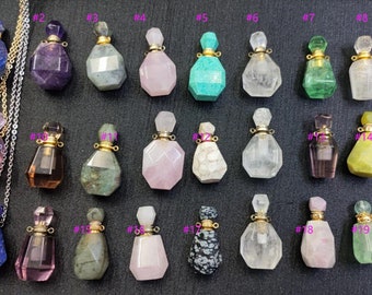 Natural Gemstone Mini Essential Oil Perfume Bottle Pendant