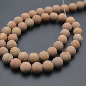Matte Natural Yellow Wood Veins Fossil Stone Round Loose Beads 4mm 6mm 8mm 10mm