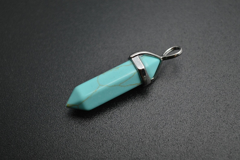1pc Metal Bead Cap Stone Pillar Crystal Point Pendant fit Fashion Necklace Making