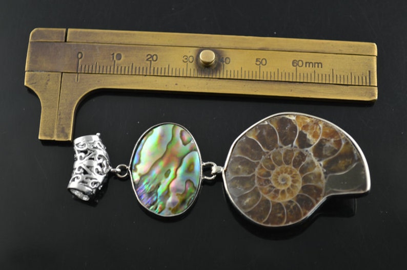 1pc Natural Ammolite Stone Abalone shell Pendant fit fashion jewelry making image 5