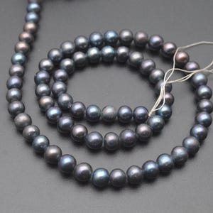 Natural Freshwater Pearl Beads: Dark Peacock Gray, 5-6mm Potato Shape for Jewelry Making