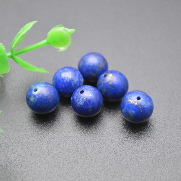 Bulk 10pc Half Hole Drilled 6mm 8mm 10mm Natural Lapis Lazuli Stone Round Ball Beads fit Stud Earrings Making