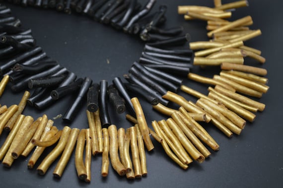 1 strand Yelow Gold Black color Sea Bababoo Coral Long Stick Spike Branch Loose Beads