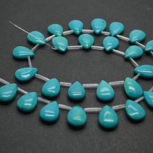 10x15mm Stablized Natural Turquoise Flat Drop Stone Loose Beads