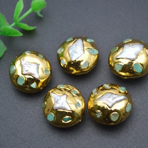 New Design Stone Chips and Star Pearl Beads Gold Color Oval Round Beads for Jewelry making