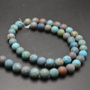 Matte Banded Blue Ocean Agate Stone Round Loose Beads 6mm 8mm 10mm