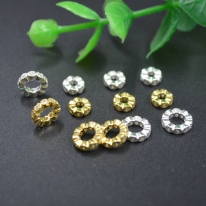 10pc CZ Zircon Paved Flower Edge Gold plating 925 Silver Rondelle Spacer Beads Jewelry Findings