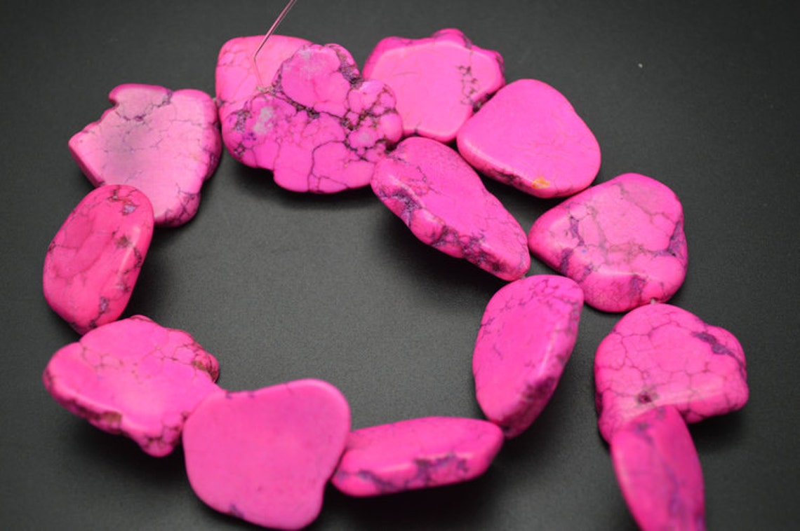 1 Strand High Quality Hot Pink and Royal Blue Color Howlite Freeform ...