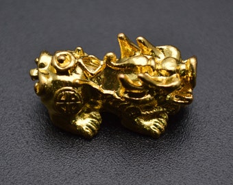 10pc 18k Gold Plating Metal Lucky Pixiu Animal Loose Beads Bracelet Charms DIY Jewelry Findings