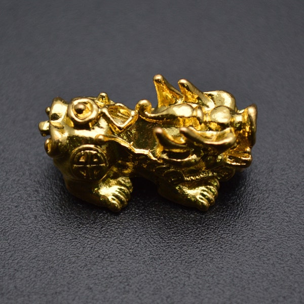 10pc 18k Gold Plating Metal Lucky Pixiu Animal Loose Beads Bracelet Charms DIY Jewelry Findings