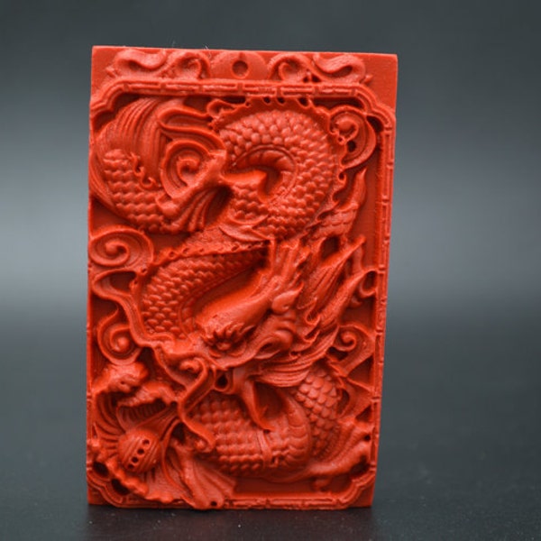 1pc Cool Carved Chinese Dragon Playing Bal Red Cinnabar Stone Pendant Buddhist Jewelry fit Necklace making
