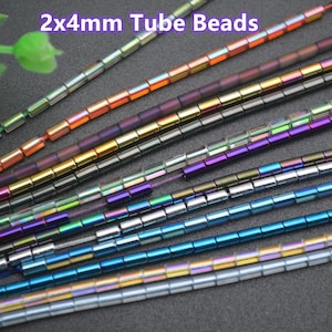 10 fili di perline sfuse del cilindro del tubo di cristallo di vetro di colore dell'arcobaleno 2X4mm per la creazione di gioielli
