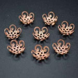100pc Rose Gold color Petal 10mm Bead Caps Fit DIY Fashion Necklace making Jewelry Findings