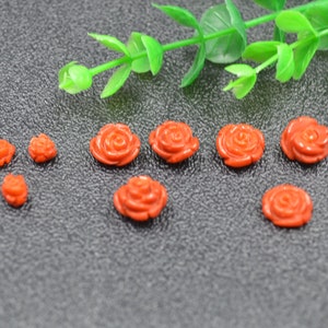 10pc Half hole Sardines color Coral Rose Flower Beads for Stud Earrings Making