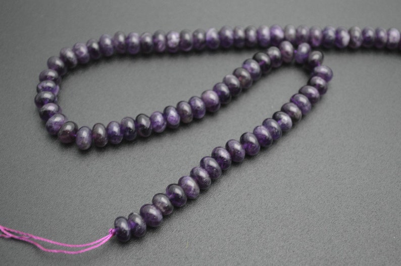 5x8mm Smooth High Quality Natural Amethyst Stone Rondelle Spacer Loose Beads