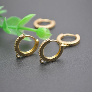 Round Hoop Leverback Earring Hook Clasps Jewelry Findings Popular CZ Paved 18k Gold Rhodium color